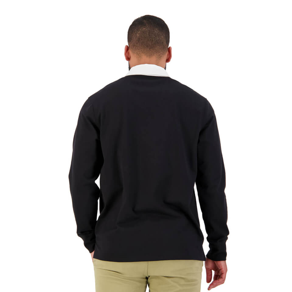 MENS LONG SLEEVE RETRO RUGBY JERSEY - BLACK.