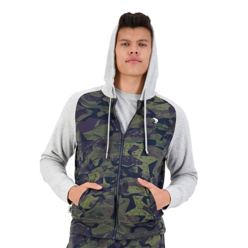Mens Militia Full Zip Hoodie in Grey