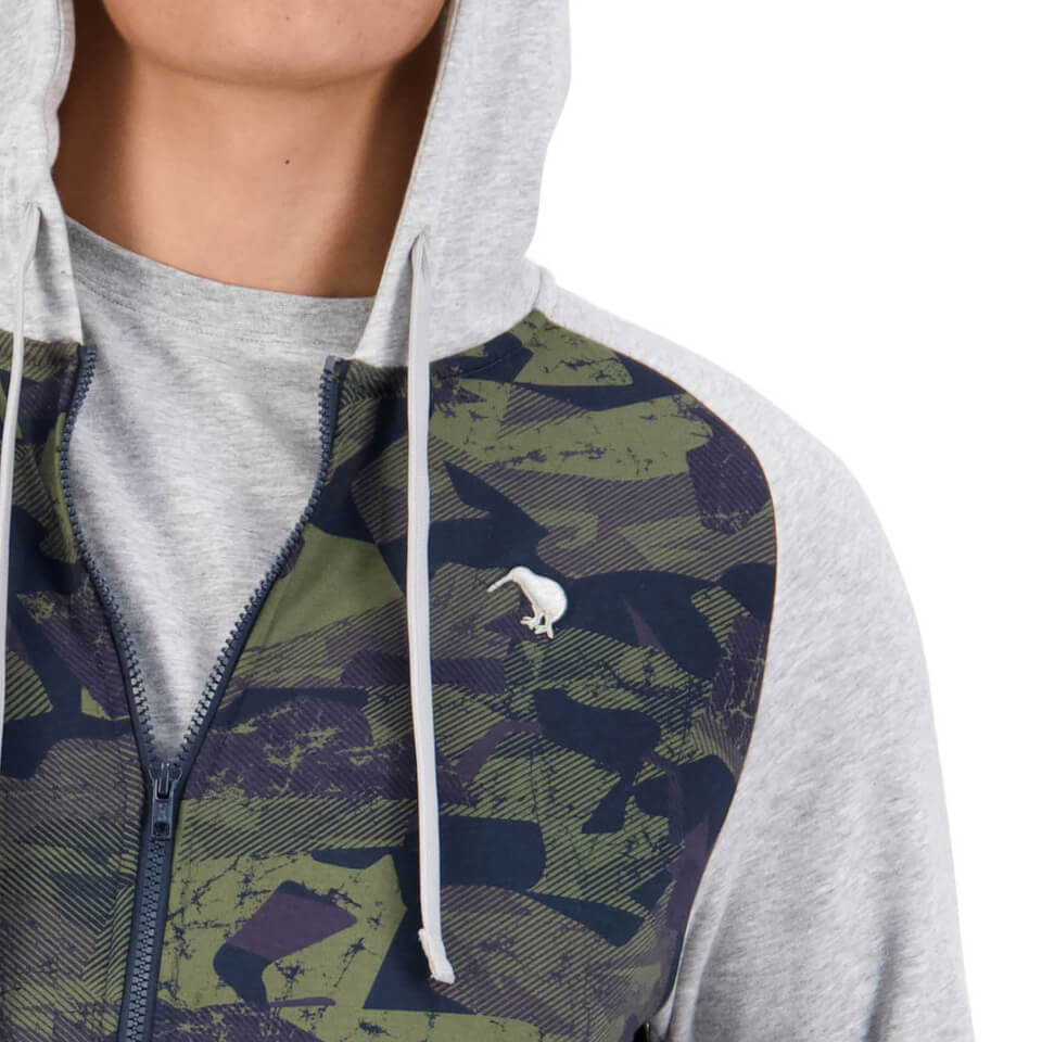Mens Militia Full Zip Hoodie in Grey