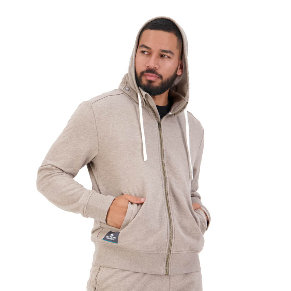 Mens Revolt Full Zip Hoodie in Beige