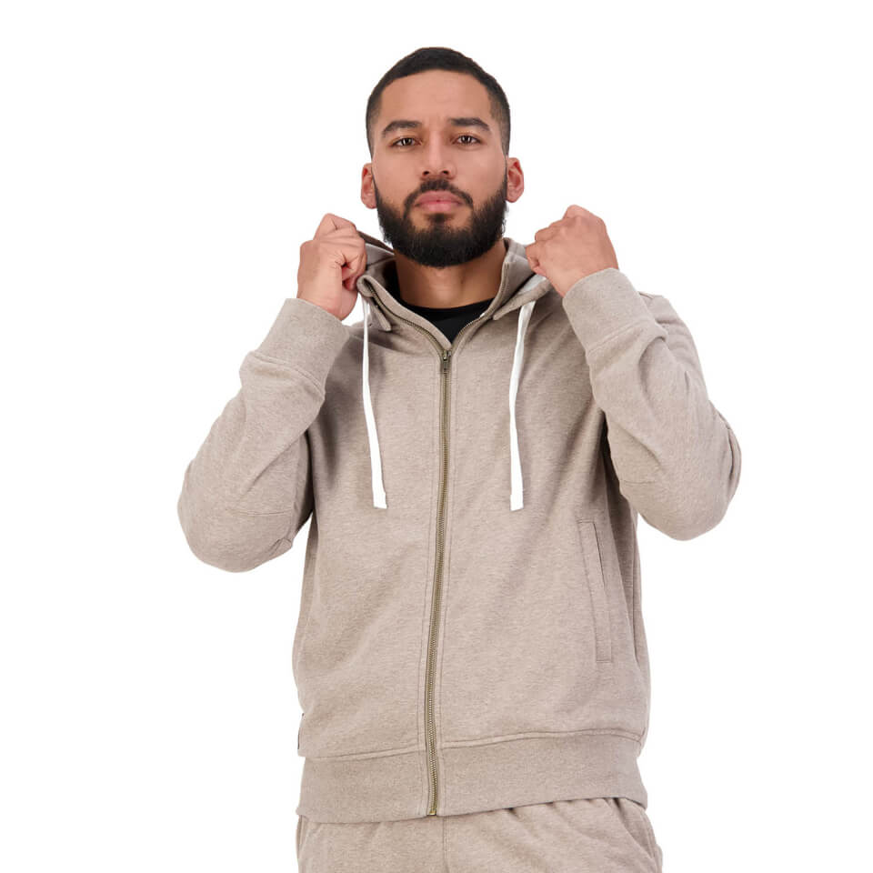 Mens Revolt Full Zip Hoodie in Beige