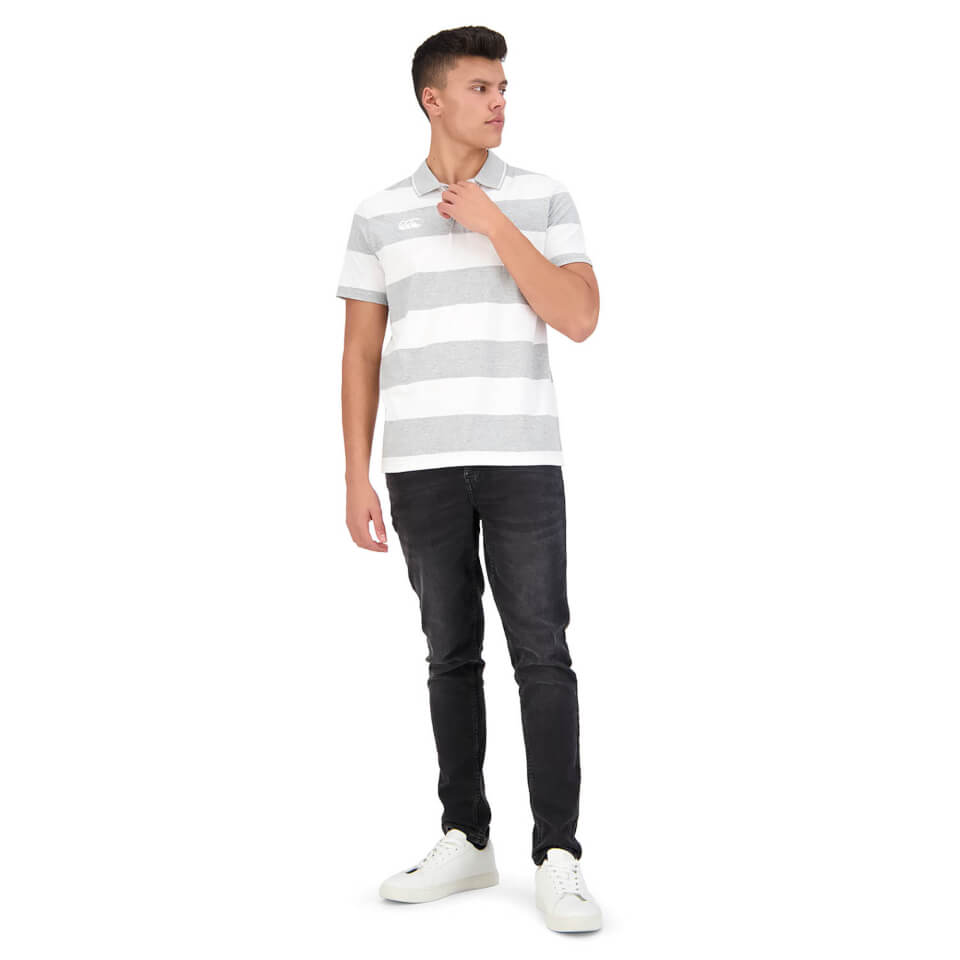 MENS HOOP YARN DYE POLO - GREY