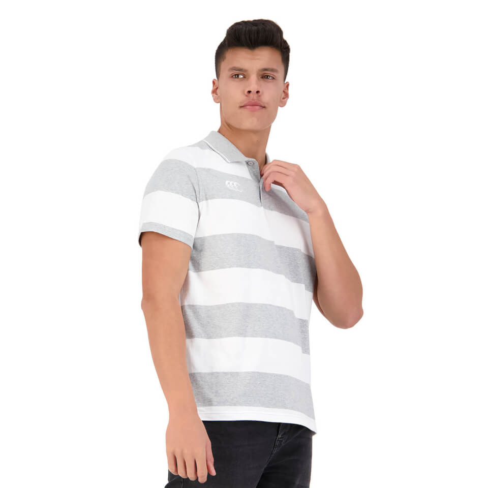 MENS HOOP YARN DYE POLO - GREY