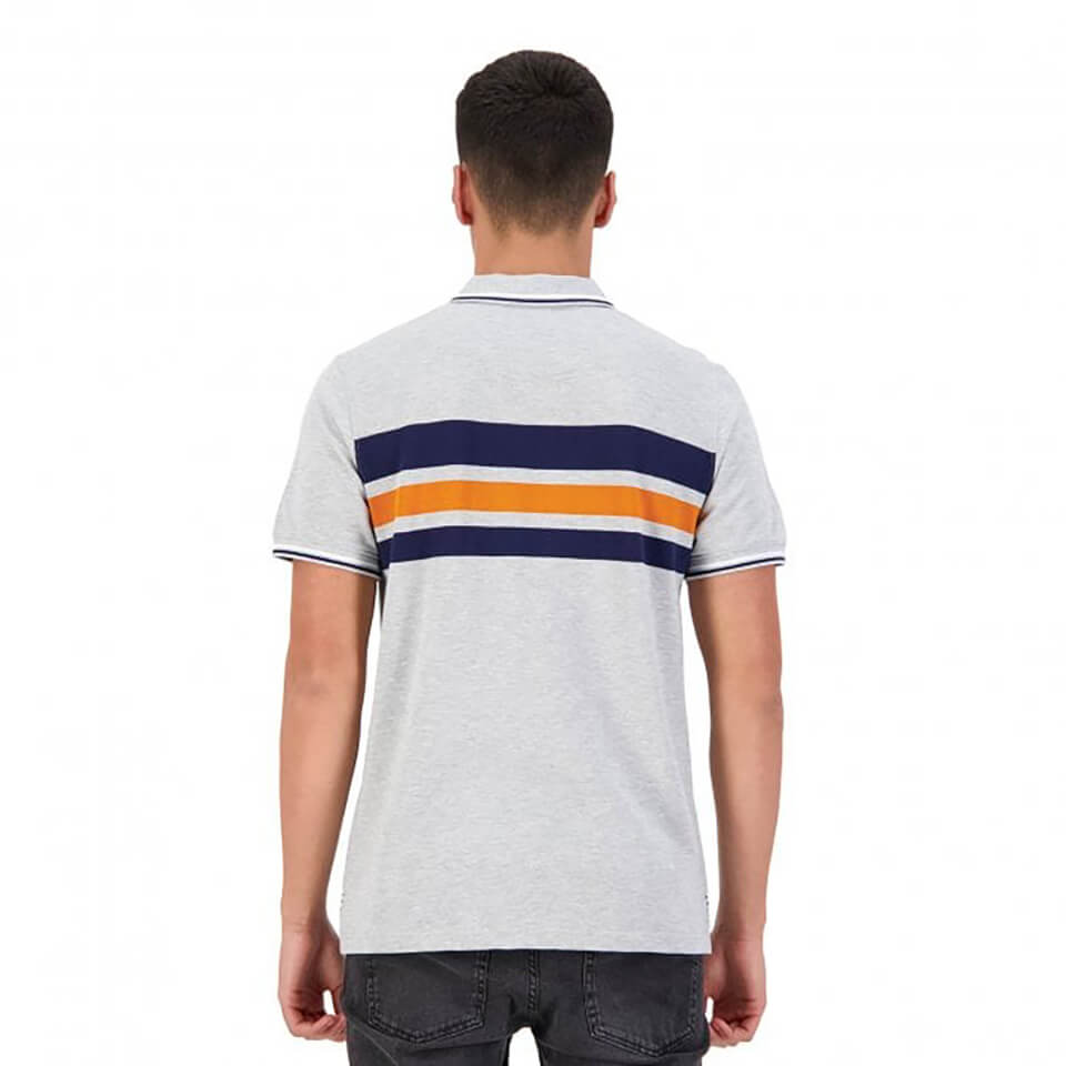 Mens Chest Stripe Polo in Grey