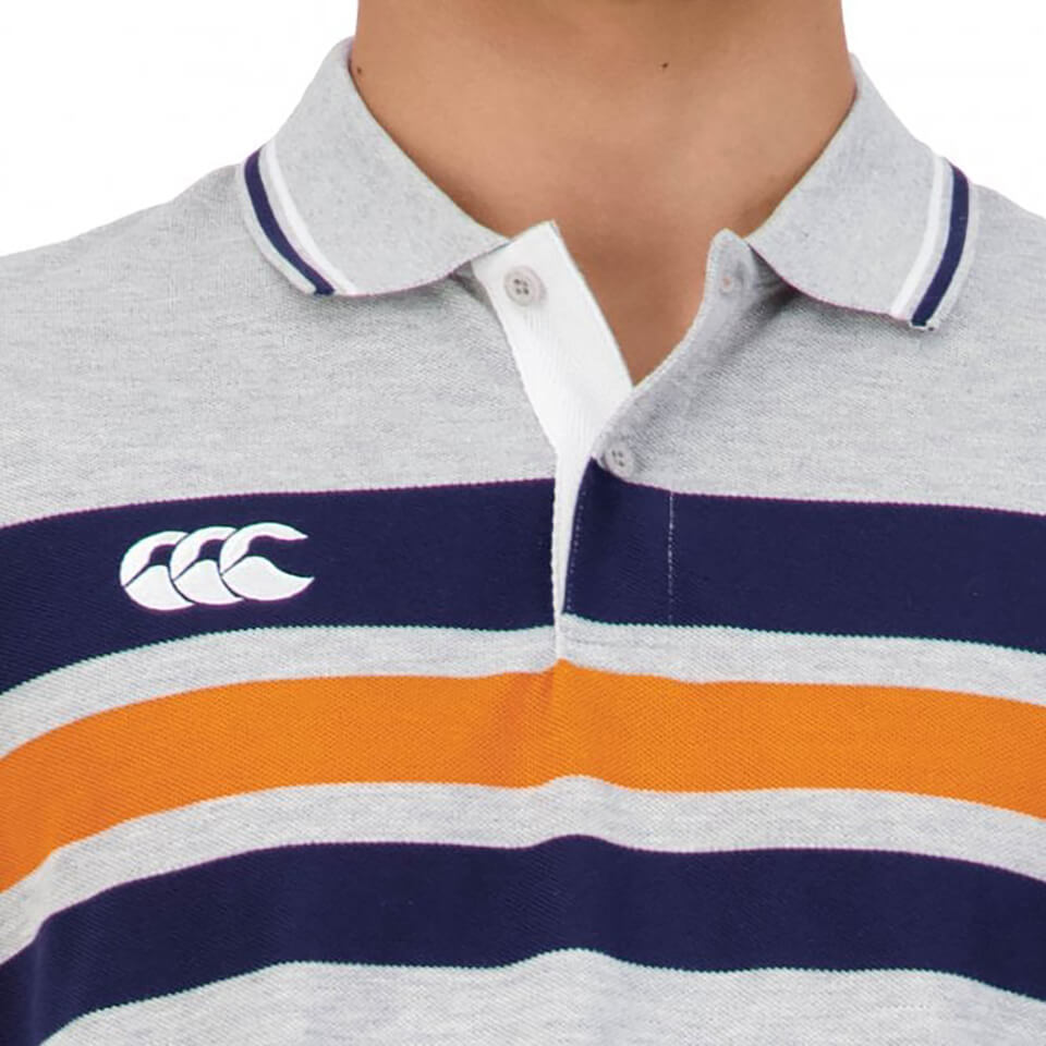 Mens Chest Stripe Polo in Grey