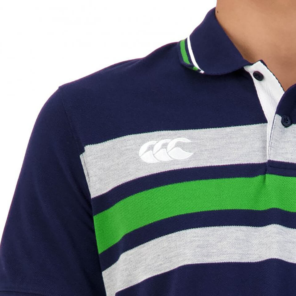 MENS CHEST STRIPE POLO - BLUE