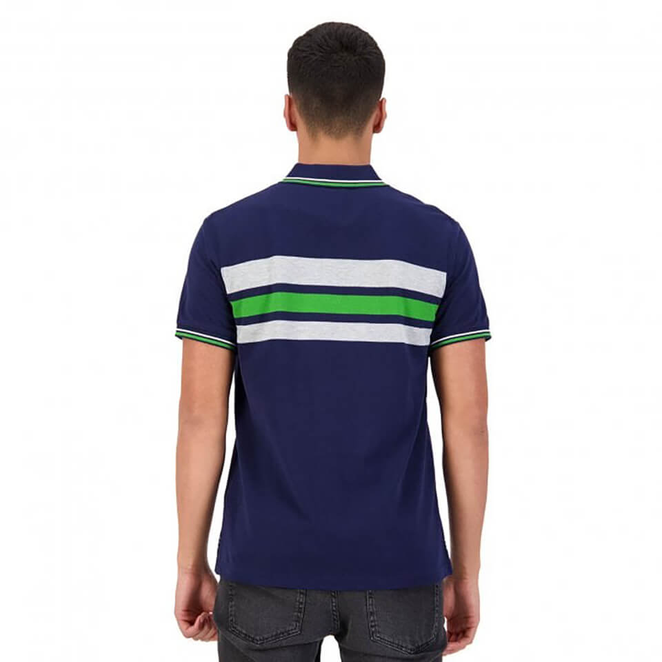 MENS CHEST STRIPE POLO - BLUE