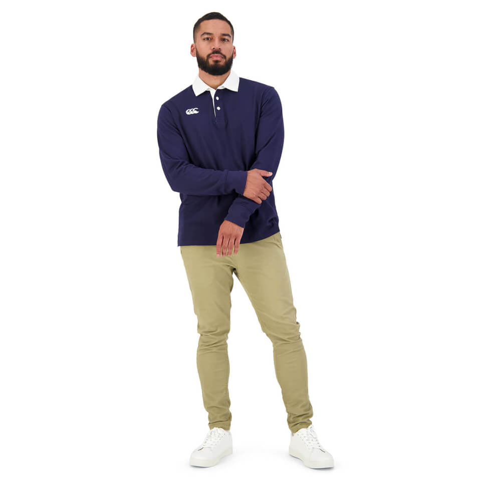 MENS LONG SLEEVE RETRO RUGBY JERSEY - NAVY