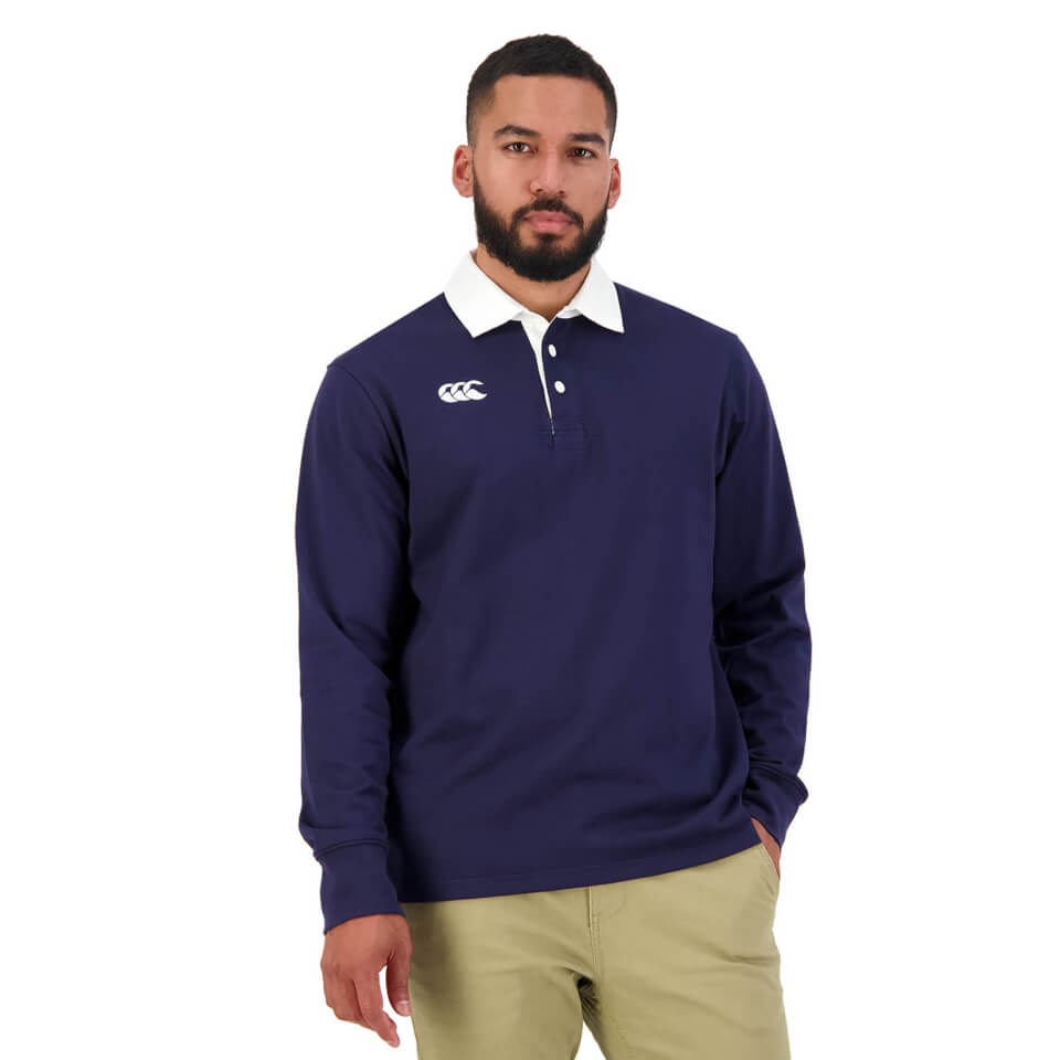 MENS LONG SLEEVE RETRO RUGBY JERSEY - NAVY