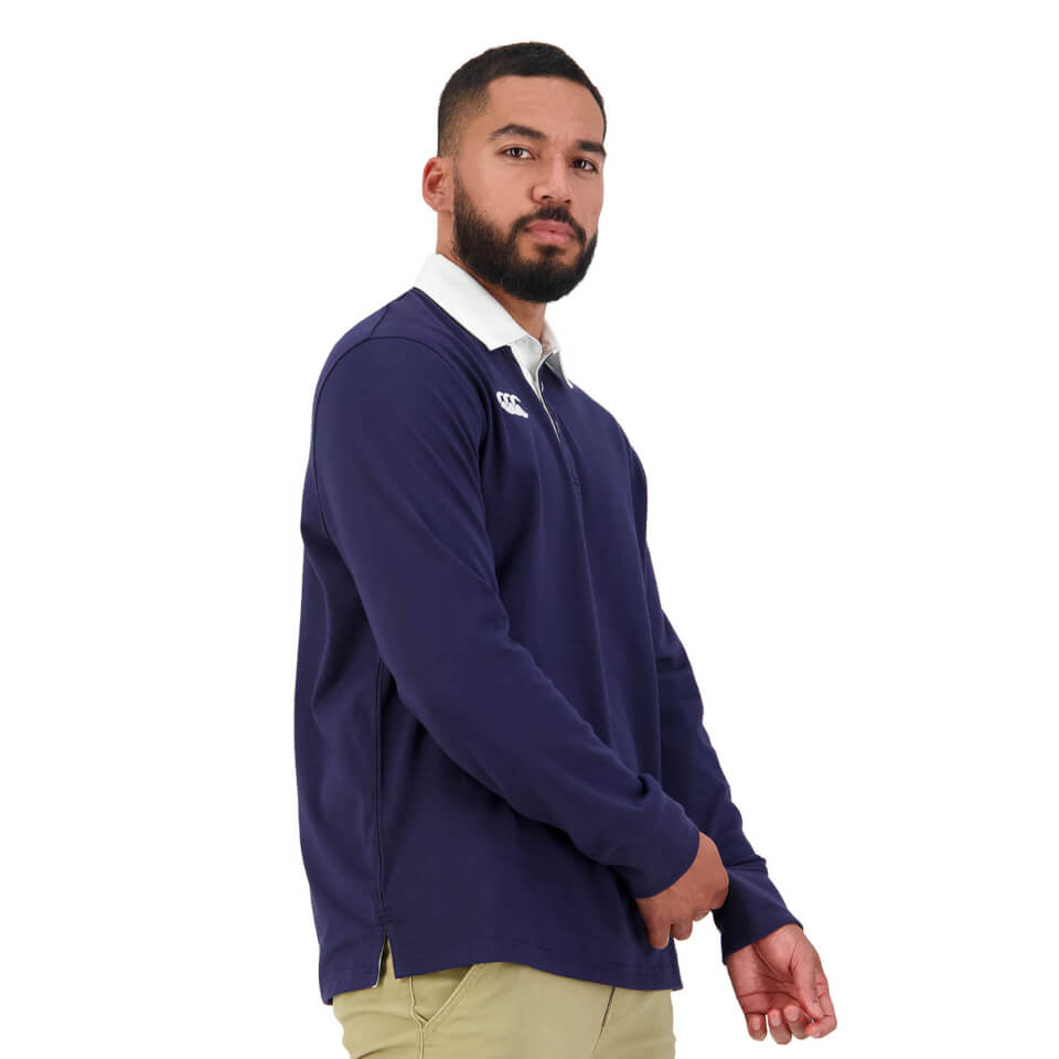 MENS LONG SLEEVE RETRO RUGBY JERSEY - NAVY