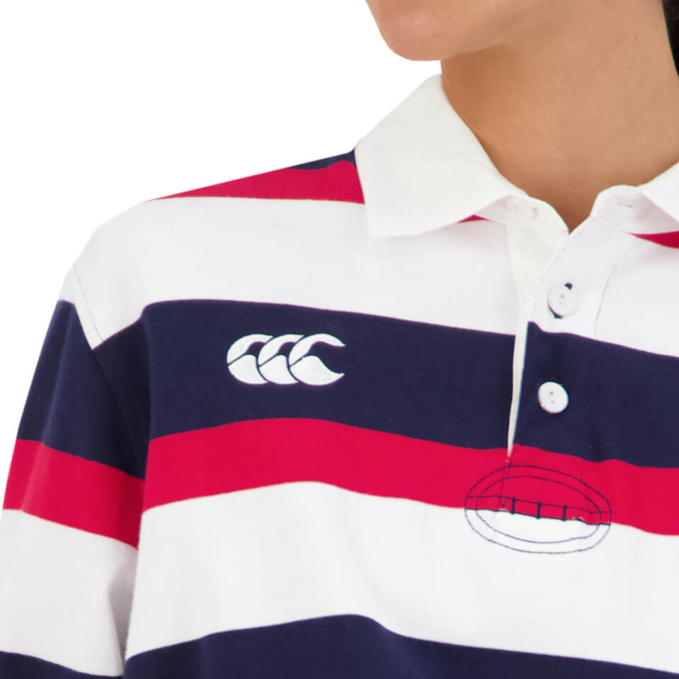 Mens Long Sleeve Retro Stripe Rugby Jersey in Red