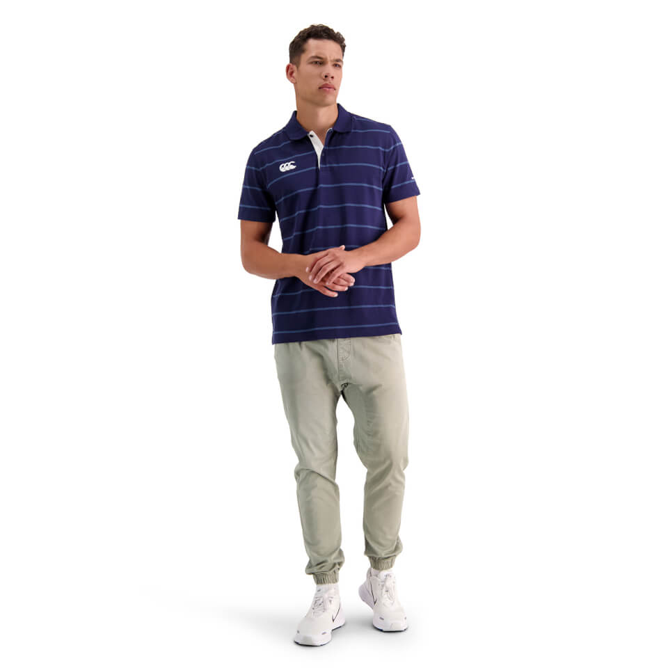 MENS THIN STRIPE POLO - BLUE