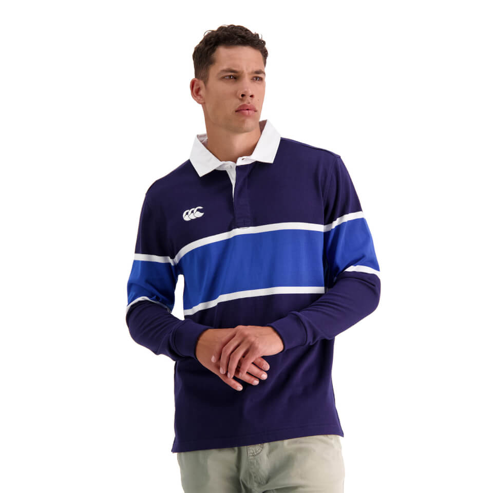 Mens Chest Band Stripe Rugby B in Blue