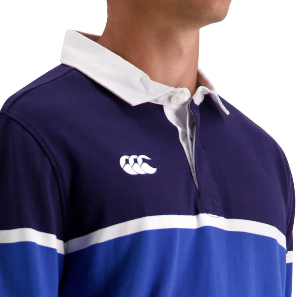 Mens Chest Band Stripe Rugby B in Blue