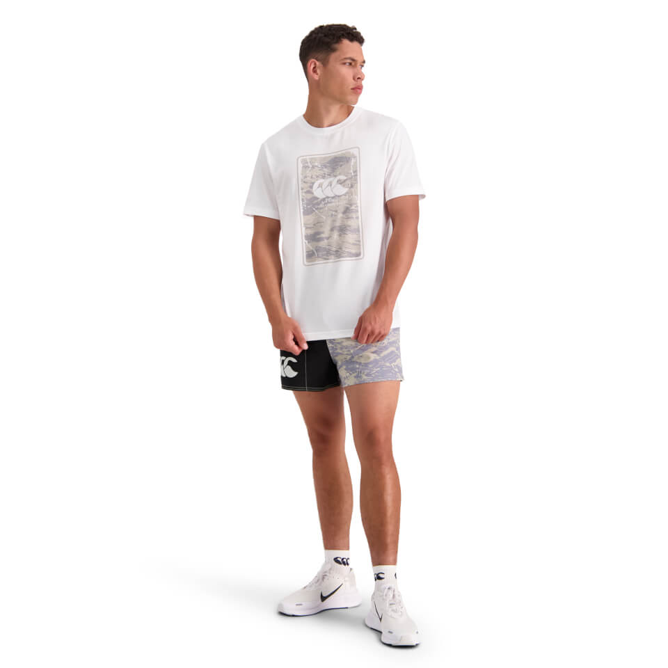 Mens Militia Chest Print Short Sleeve T-Shirt in White