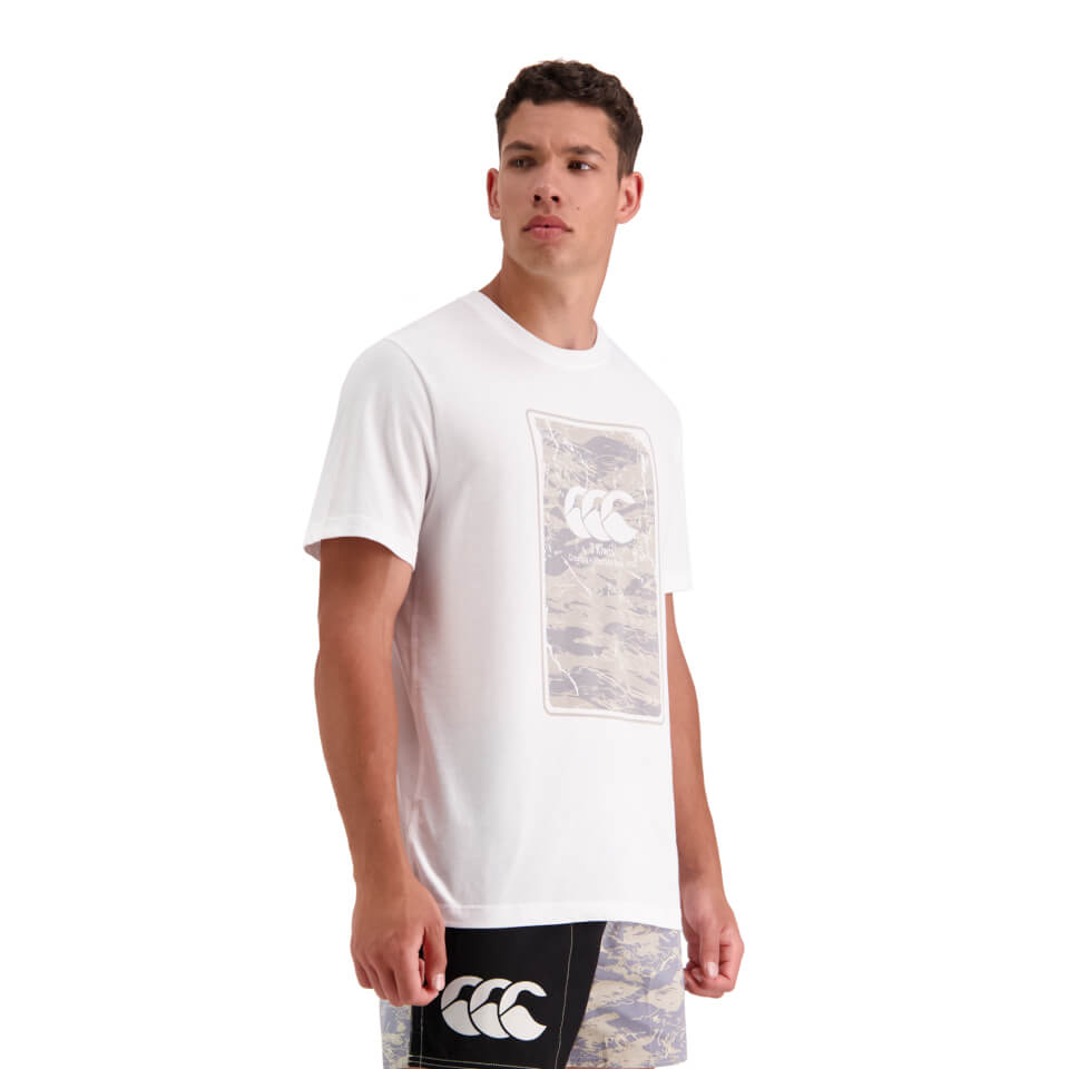 Mens Militia Chest Print Short Sleeve T-Shirt in White