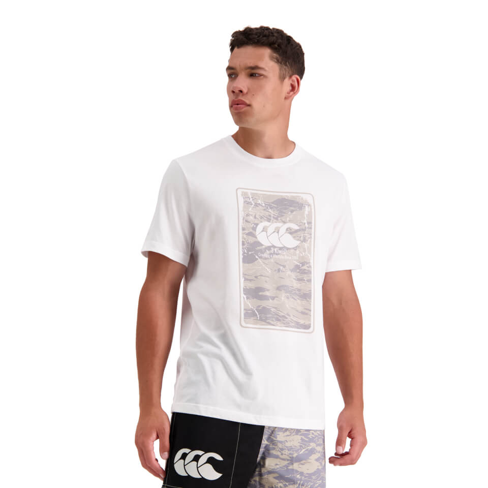 Mens Militia Chest Print Short Sleeve T-Shirt in White