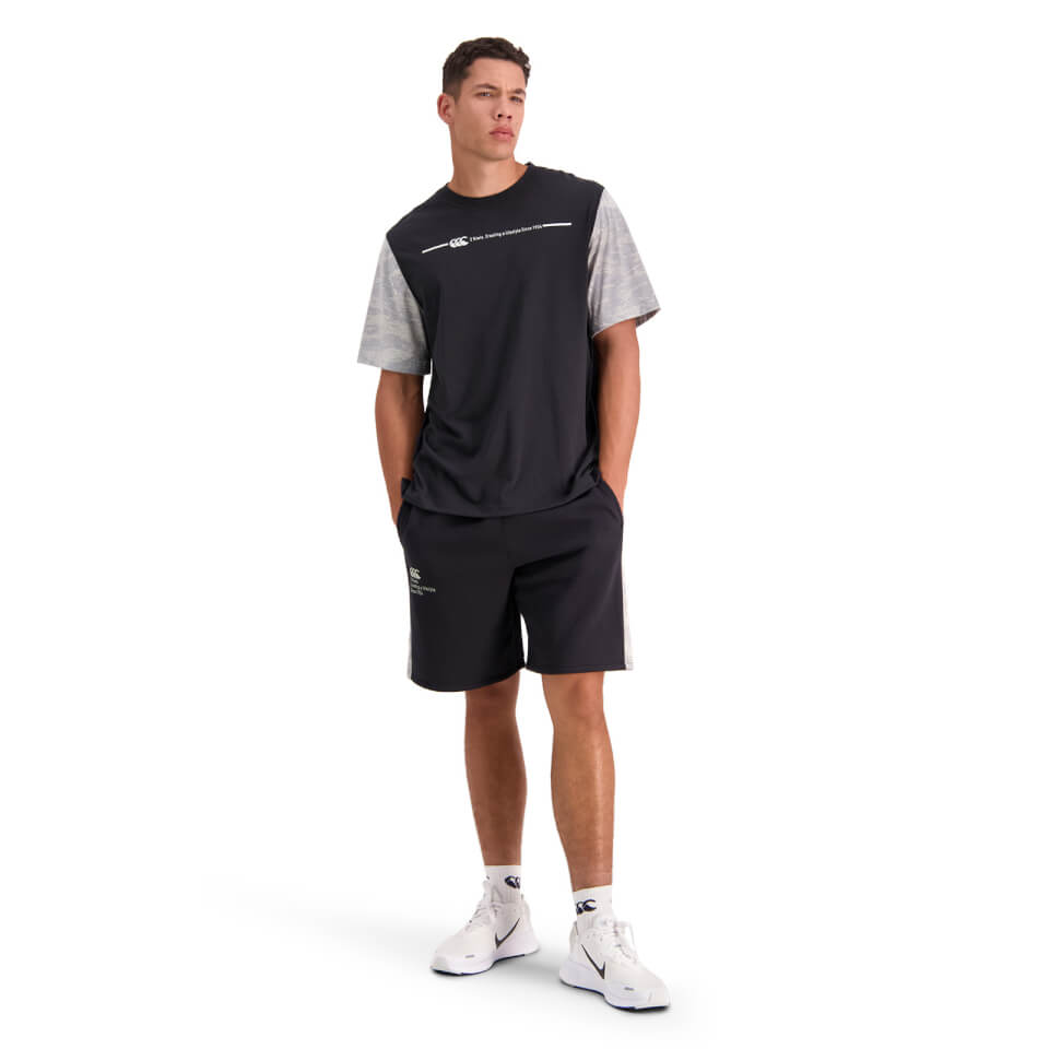 Mens Militia Short Sleeve Panel T-Shirt in Black