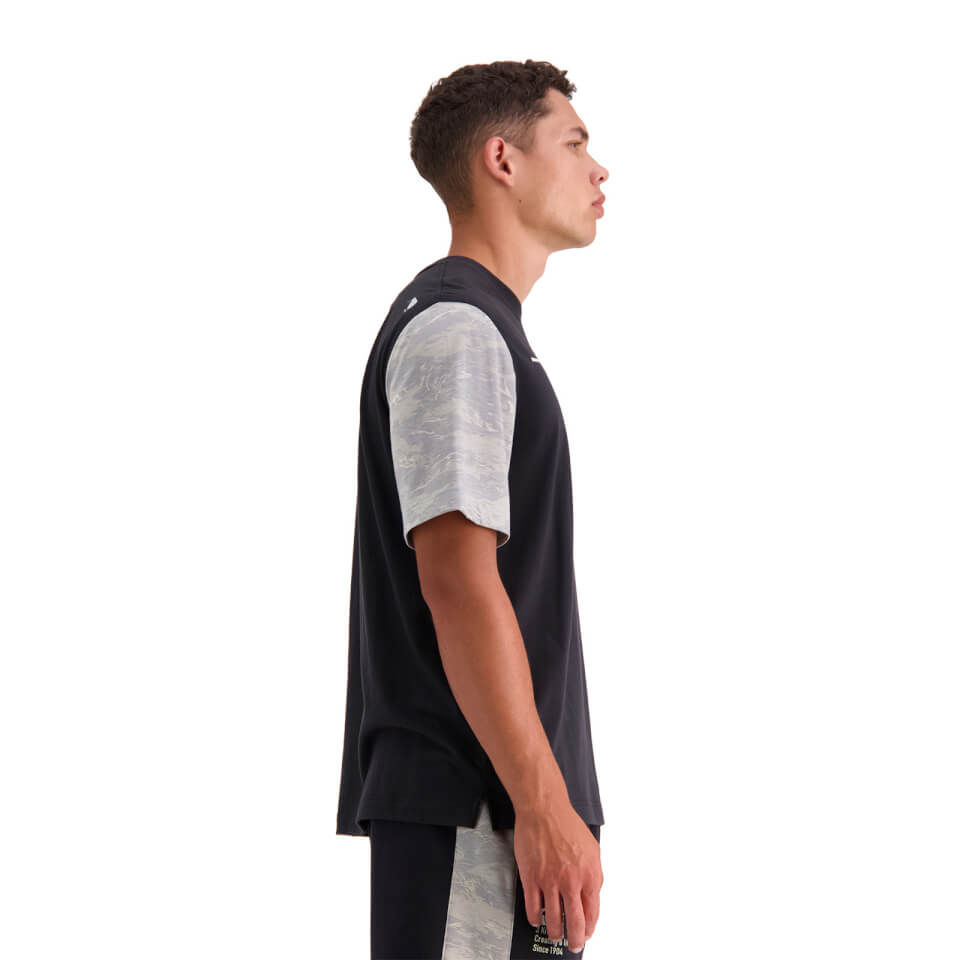 Mens Militia Short Sleeve Panel T-Shirt in Black