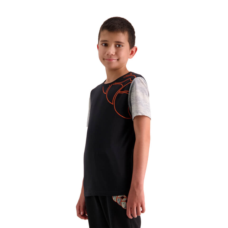 Kids Militia Contrast Short Sleeve T-Shirt in Black