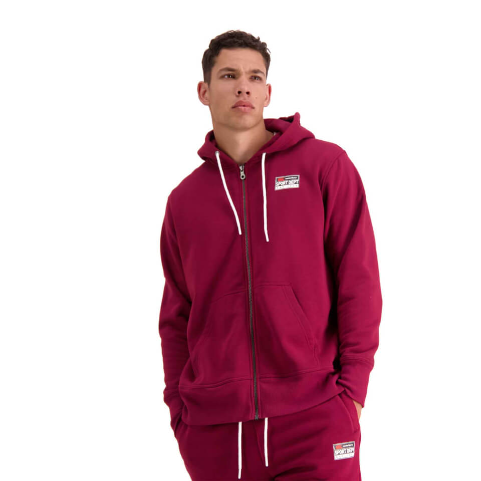 Mens Full Zip Hooded Sweatshirt in Maroon