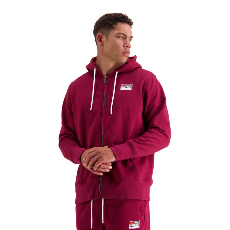 Mens Full Zip Hooded Sweatshirt in Maroon