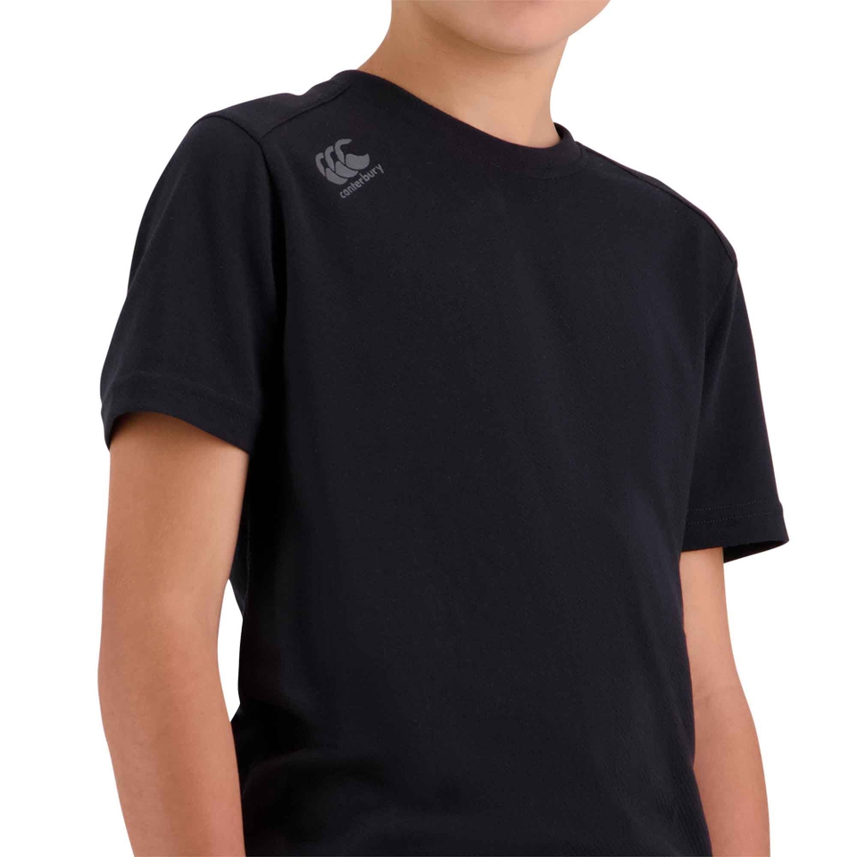 KIDS VAPODRI SHORT SLEEVE TEMPO T-SHIRT IN BLACK