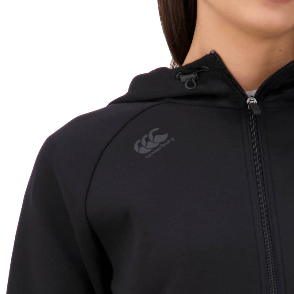 WOMENS VAPODRI FULL ZIP TEMPO HOODED SWEATSHIRT - BLACK
