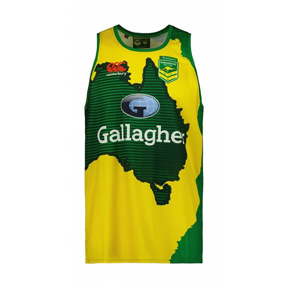 MENS KANGAROOS REPLICA TRAINING SINGLET - YELLOW