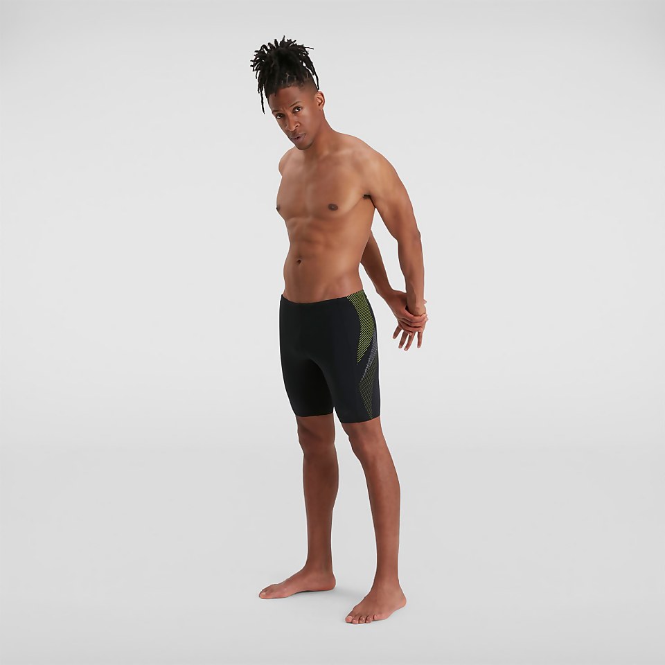 Herren Tech Panel Schwimmhose in Schwarz/Grün