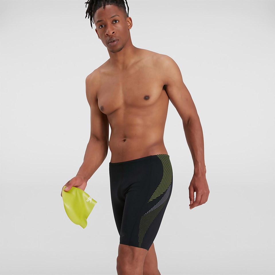 Herren Tech Panel Schwimmhose in Schwarz/Grün
