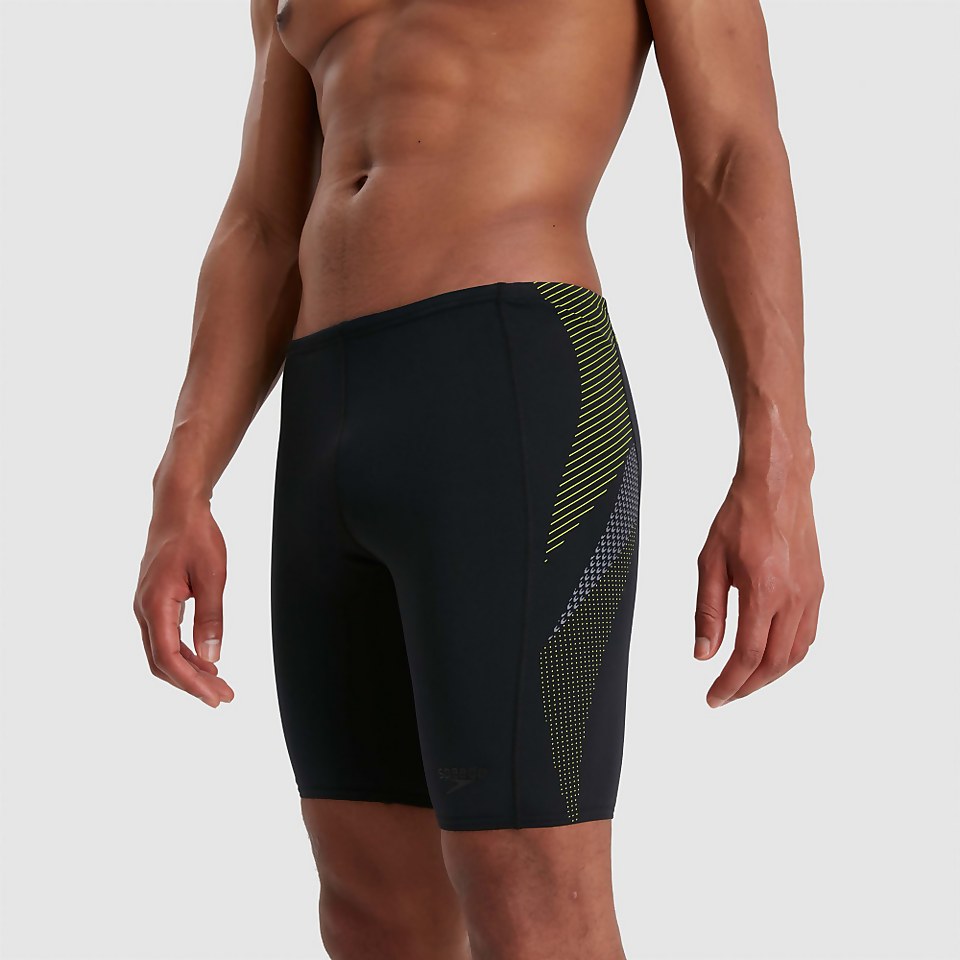 Herren Tech Panel Schwimmhose in Schwarz/Grün