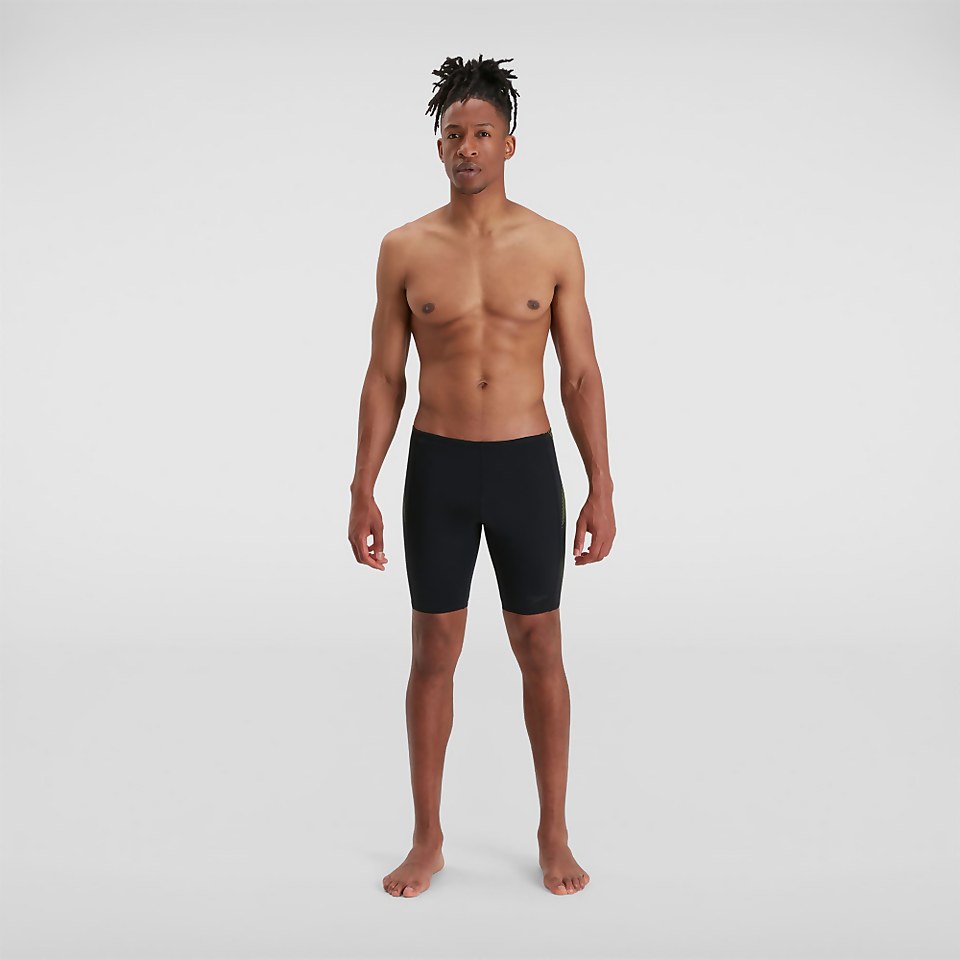 Herren Tech Panel Schwimmhose in Schwarz/Grün