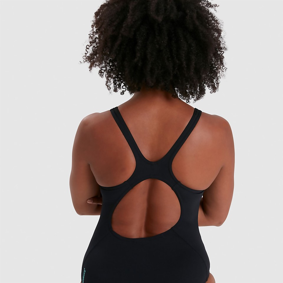 Women's Placement Muscleback Swimsuit Black/Blue