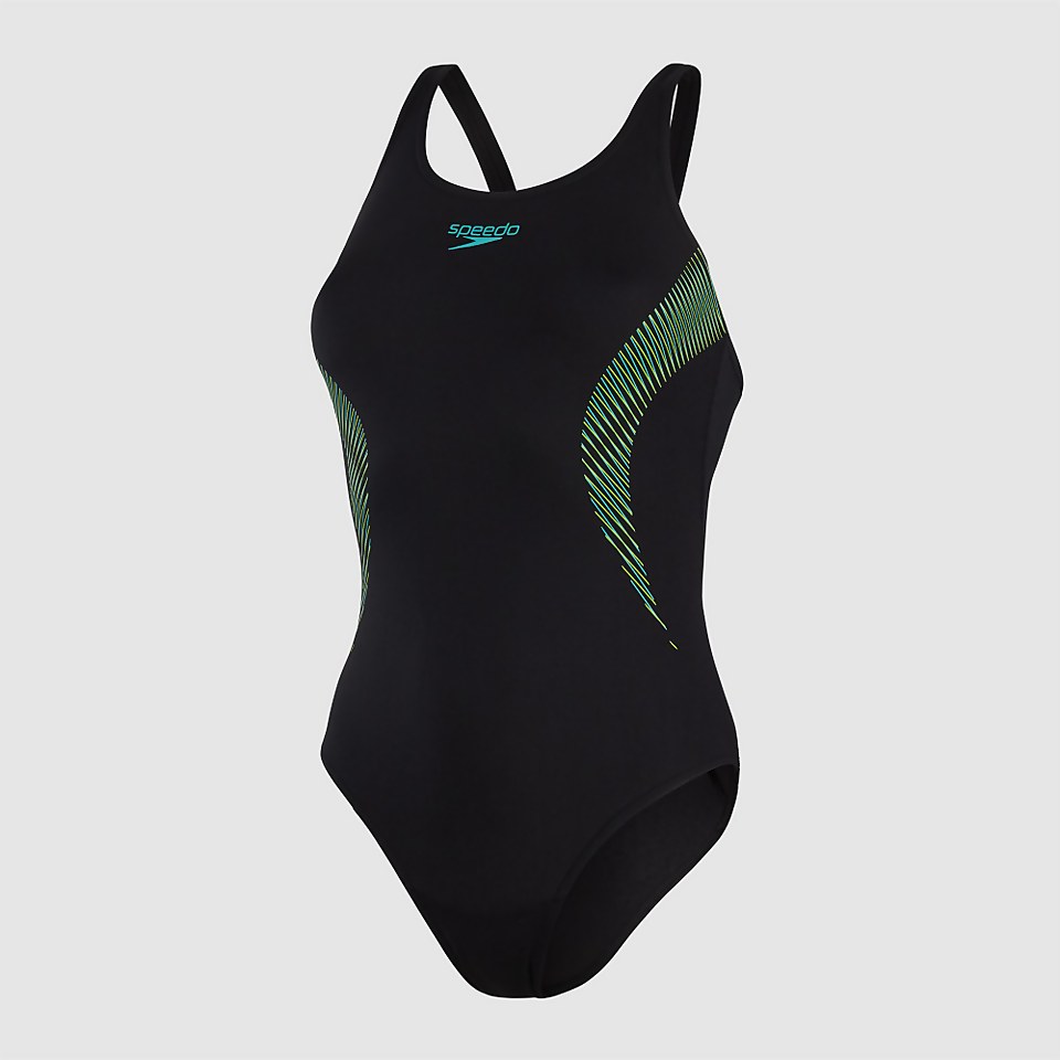 Women's Placement Muscleback Swimsuit Black/Blue
