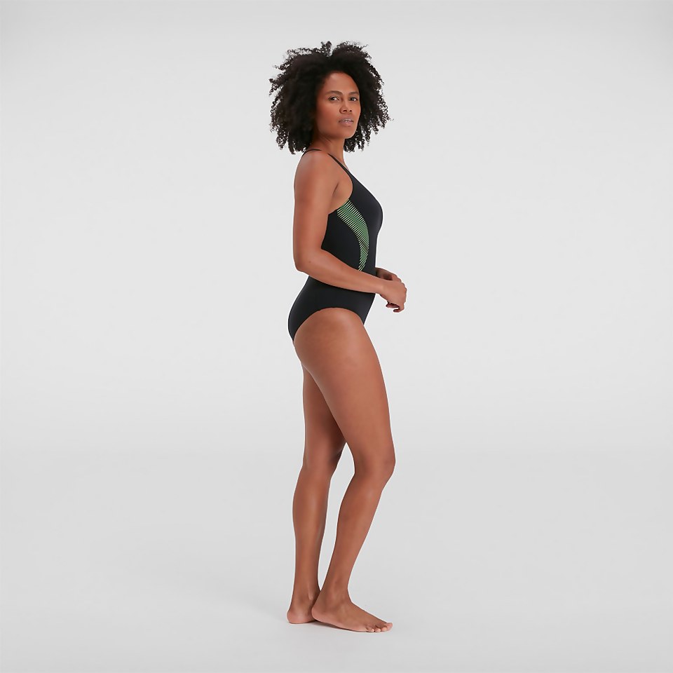 Women's Placement Muscleback Swimsuit Black/Blue