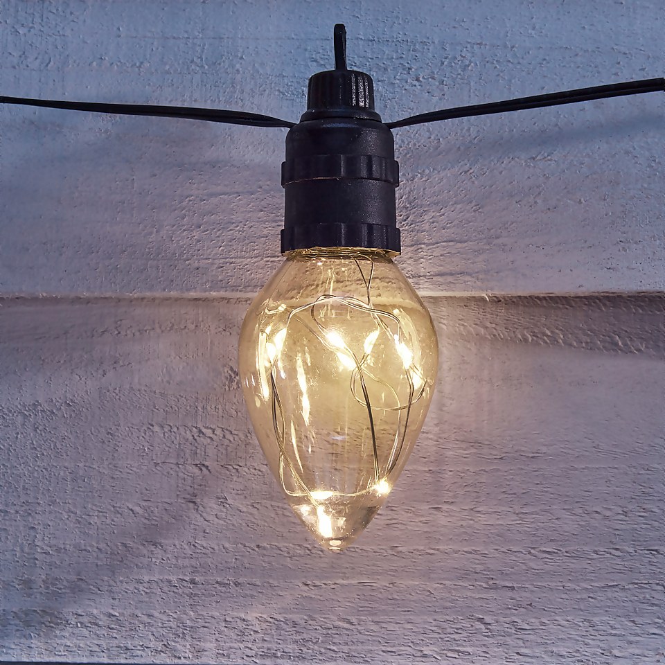 10 Twinkling Cone Copper Wire LED Connectable Outdoor Christmas String