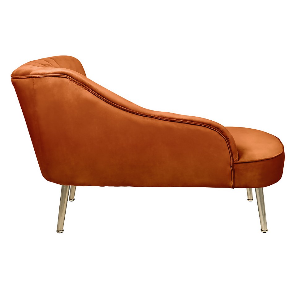 Gigi Velvet Chaise Longue Tangerine Homebase