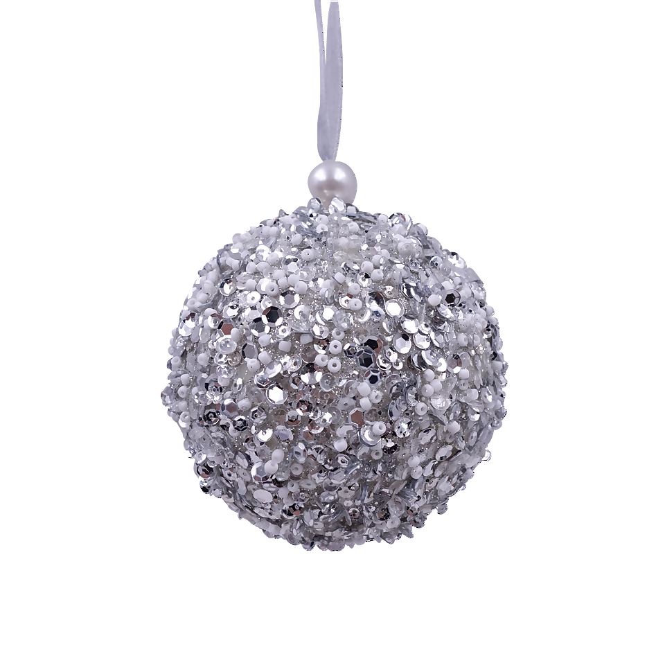 Silver Sequin Christmas Tree Bauble - 100mm | Homebase