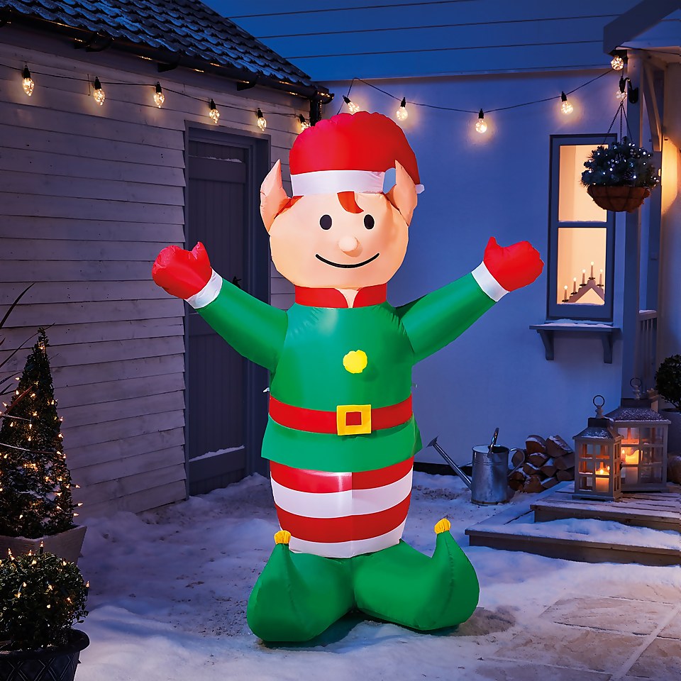 6ft Elf Christmas Inflatable Homebase