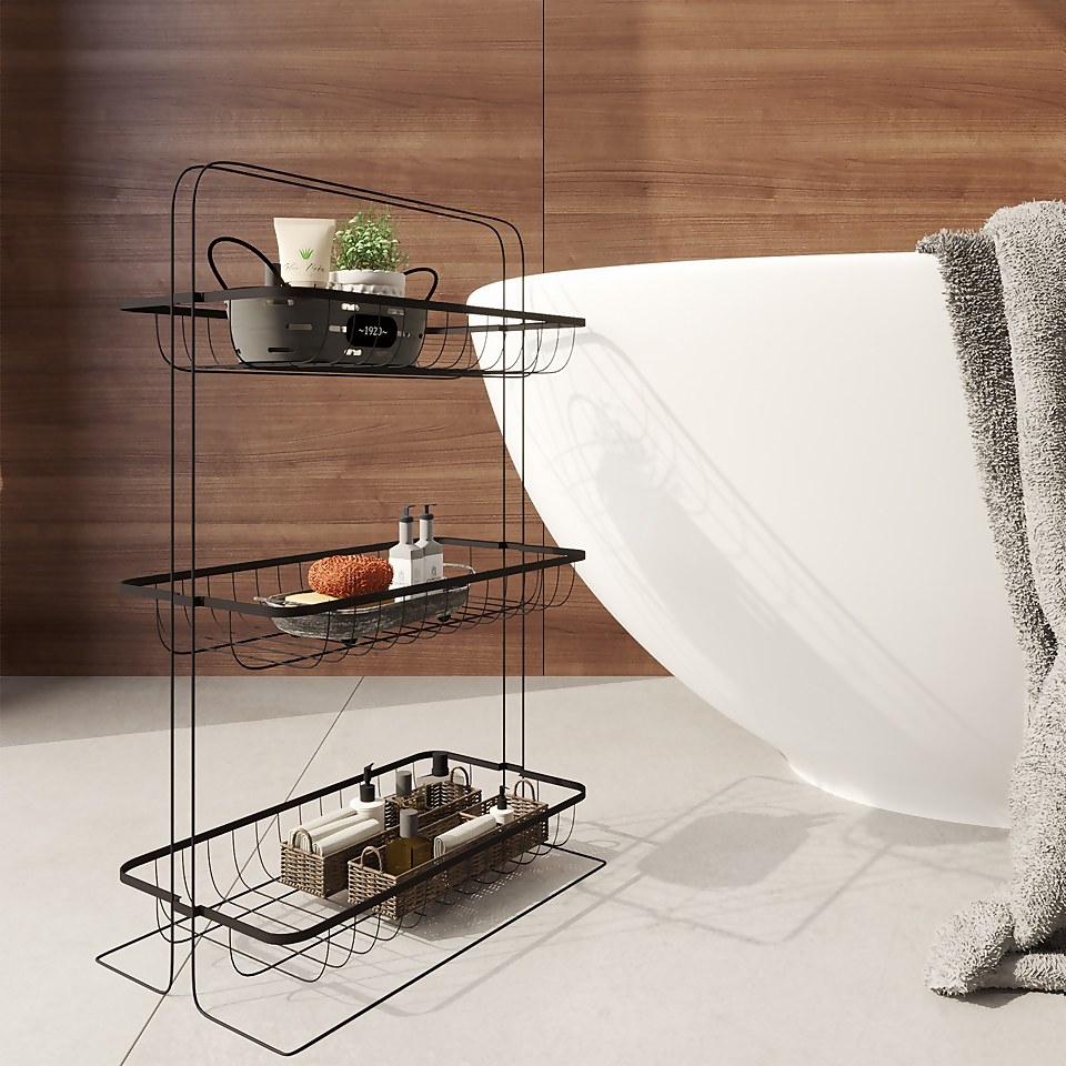 Homebase 3 Tier Bathroom Storage Caddy Black Homebase
