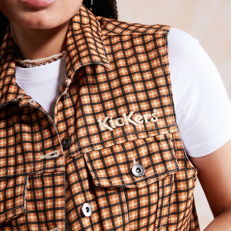 Women's Check Cropped Denim Jacket Multi