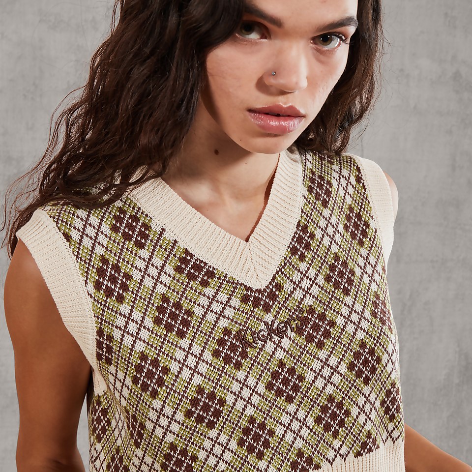 Women's Gingham Cropped Knit Vest