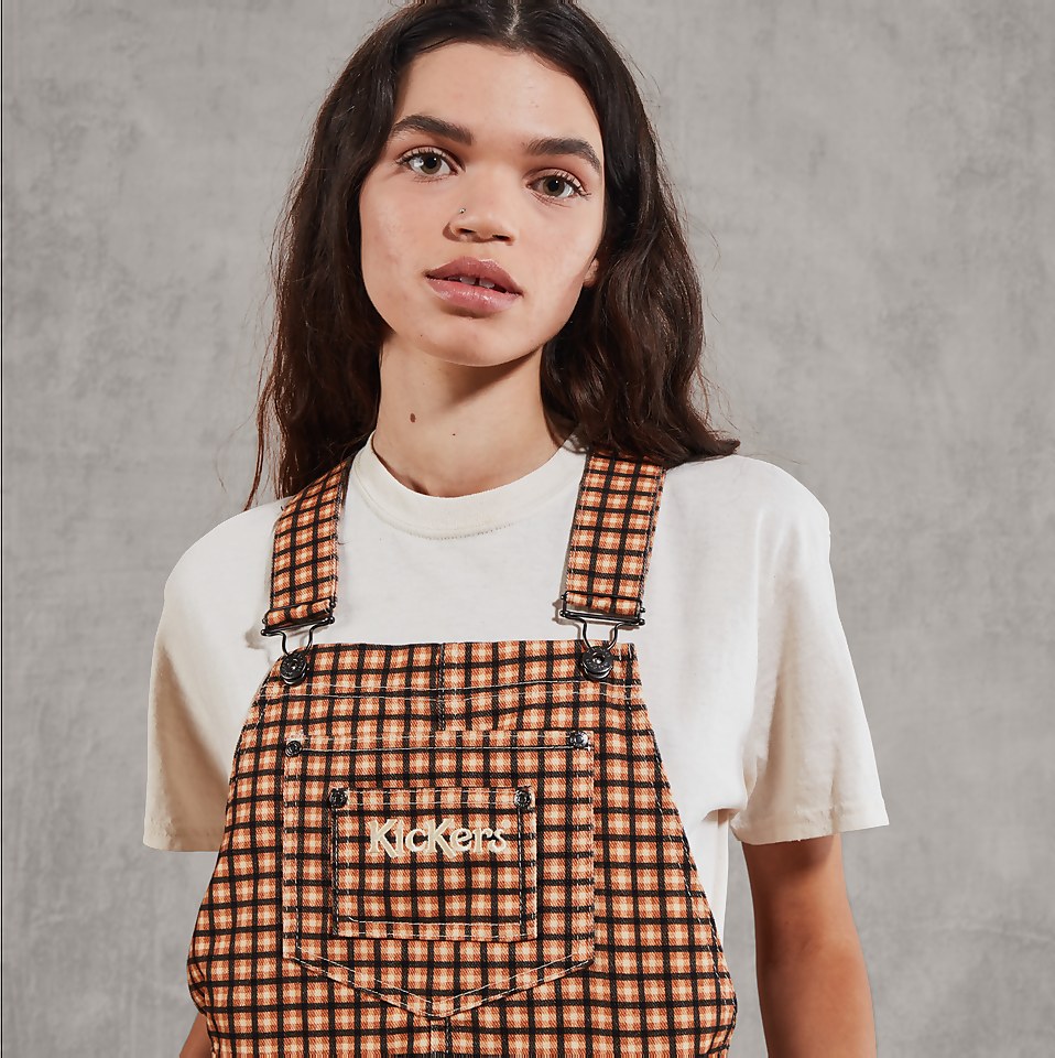 Women's Check Denim Dungarees