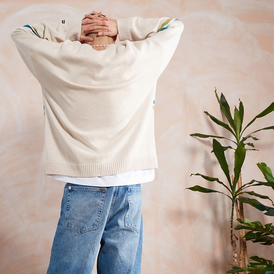 Men's Logo Knit Beige/White