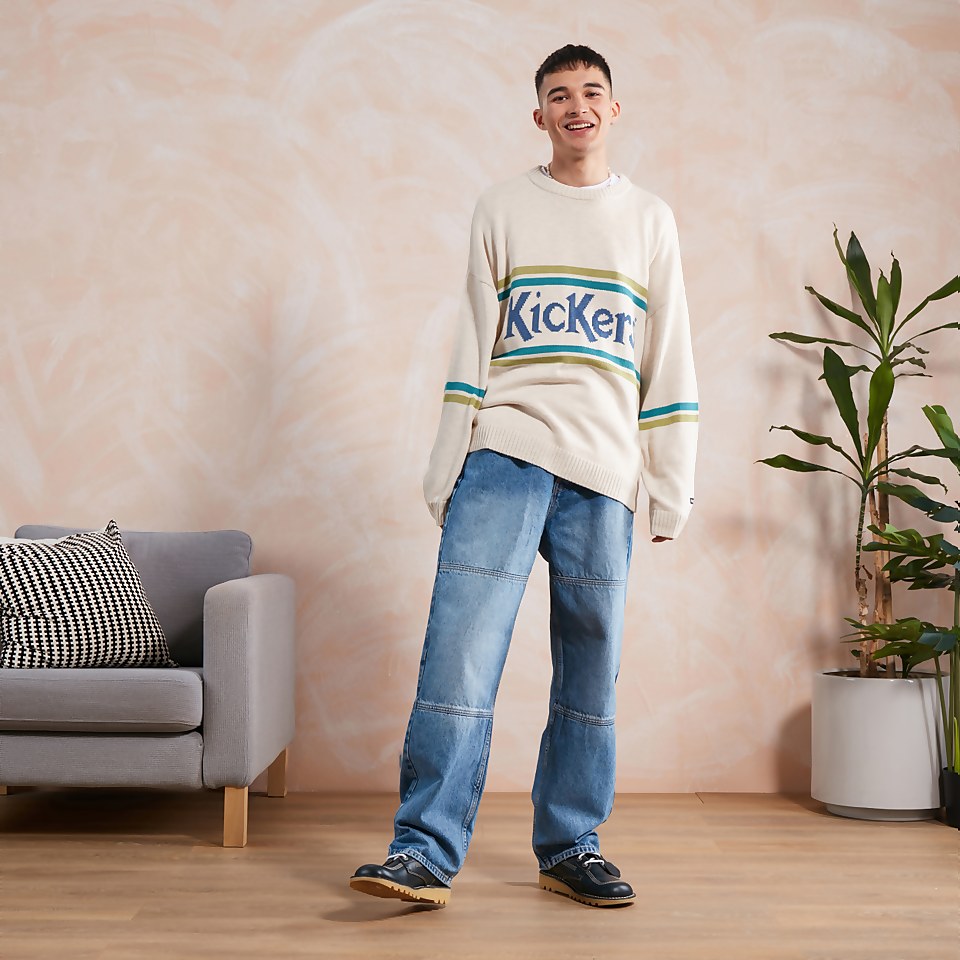 Men's Logo Knit Beige/White