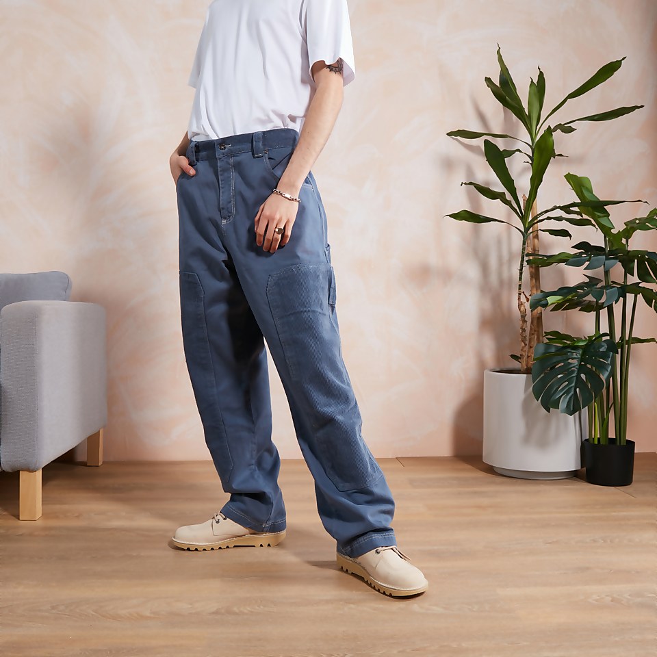 Men's Blue Cord Panelled Trouser Blue