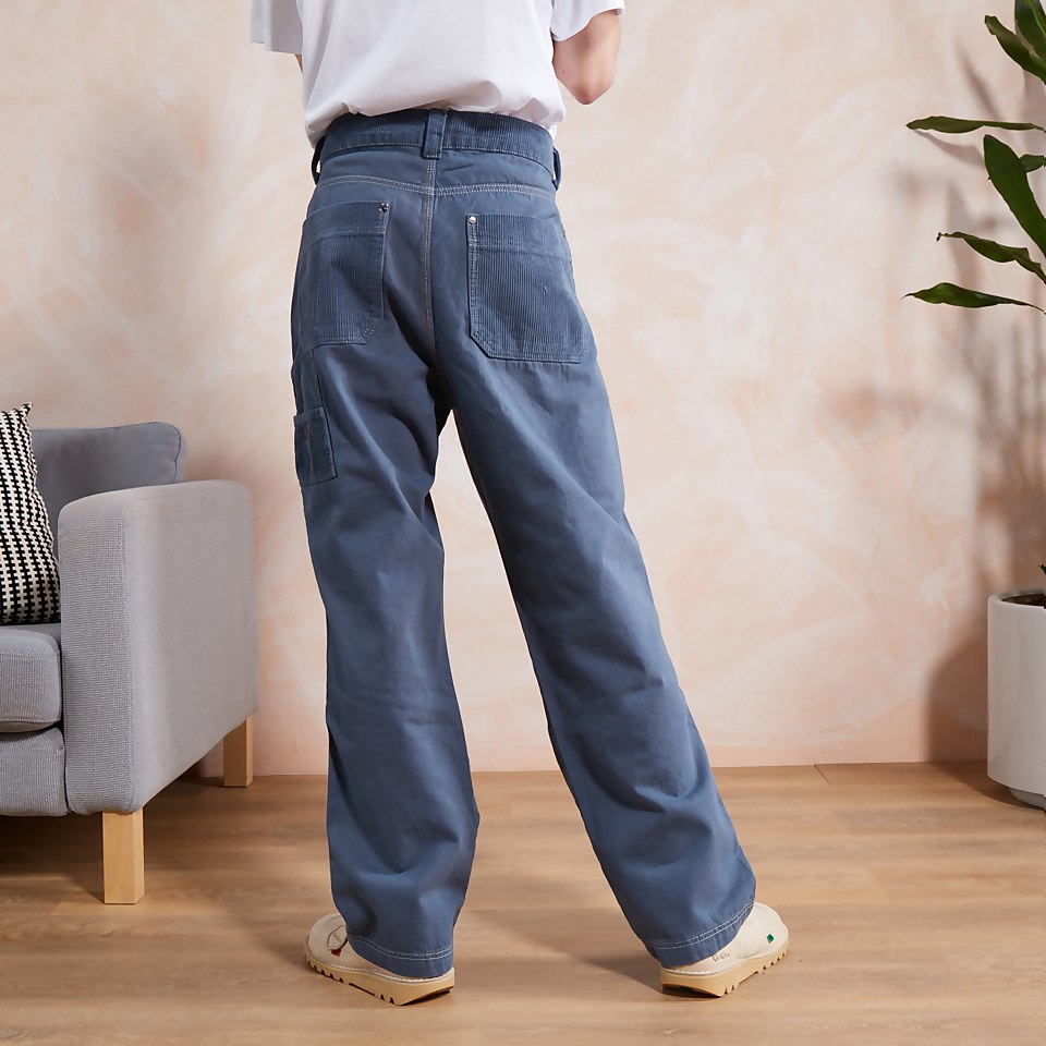 Men's Blue Cord Panelled Trouser Blue