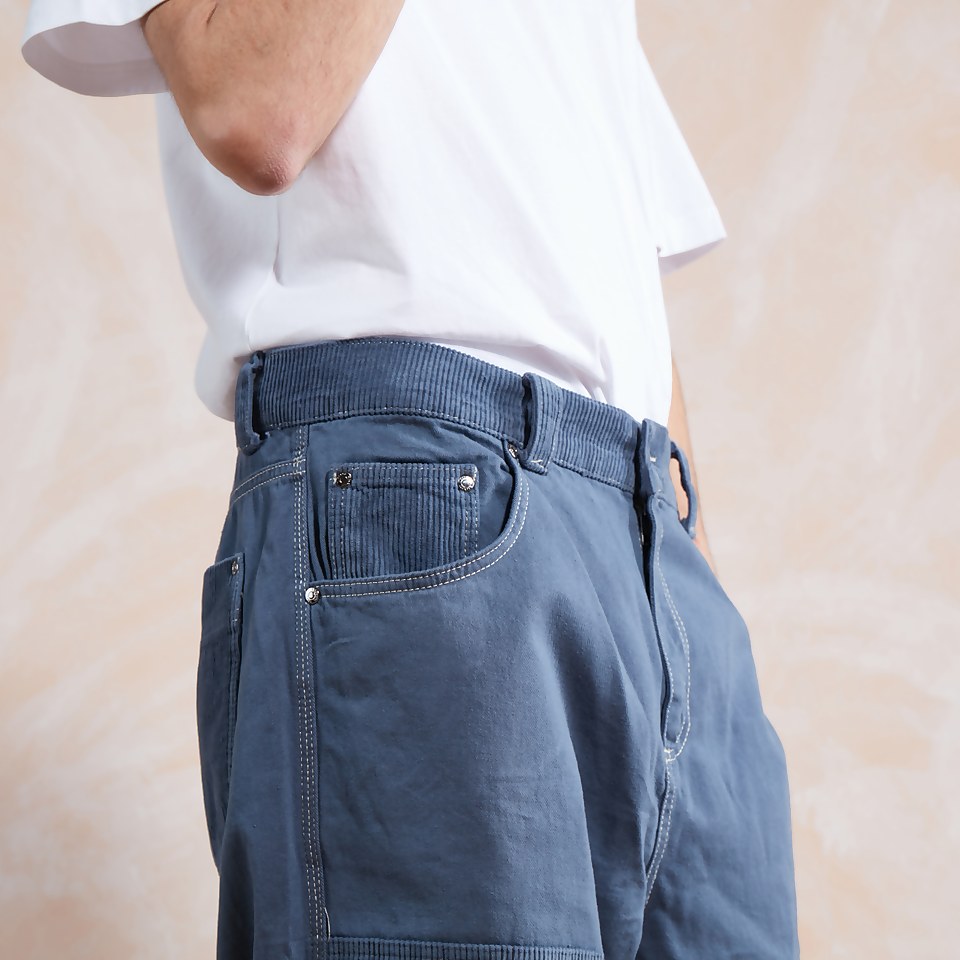 Men's Blue Cord Panelled Trouser Blue