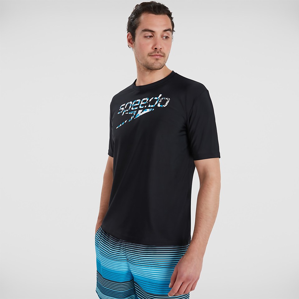Men's Sun Protection T-Shirt Black/Blue